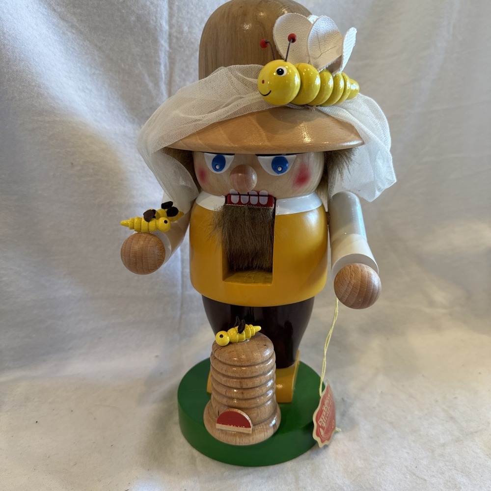 Steinbach Chubby Beekeeper German Handmade Nutcracker 11" Mint Unique All Wood